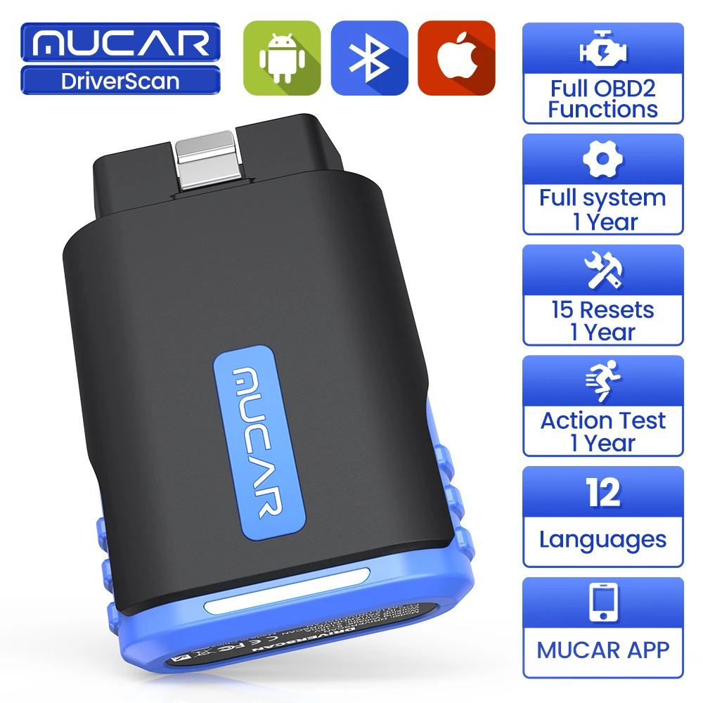 MUCAR-Bi-Direcional Active Test Scan Tool, Ferramentas DriverScan Auto Diagnóstico, Obd 2 Scanner, Sistema completo Code Reader, 15 Redefine