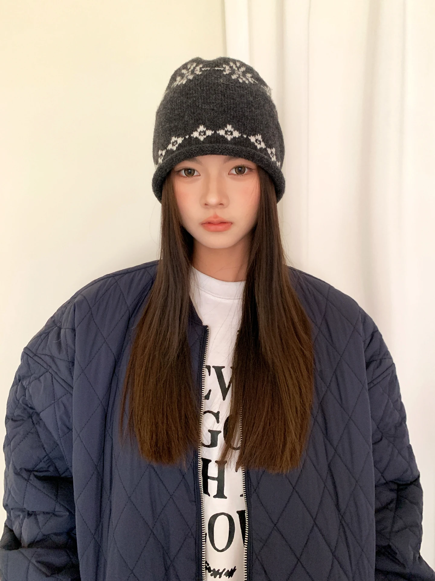 Fair Lsle Lace-Up Cuff Knit Beanie For Women Seasonal Warm And Fashionable Multi-Purpose To Show Off A Small