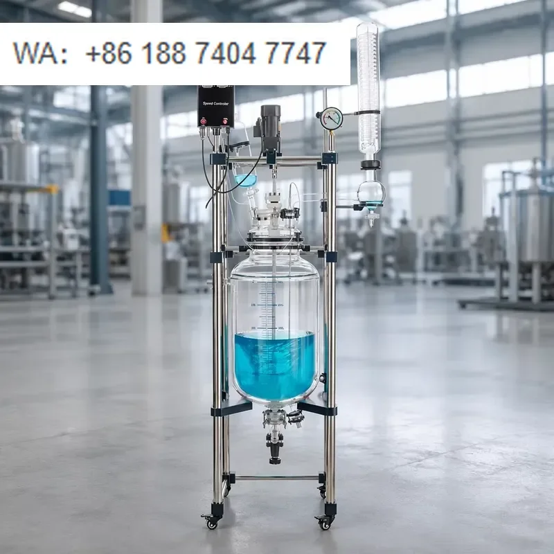 for Laboao 30L Jacketed Glass Mixing Reactor Digital PID Control Detachable Body Heavy Duty Casters