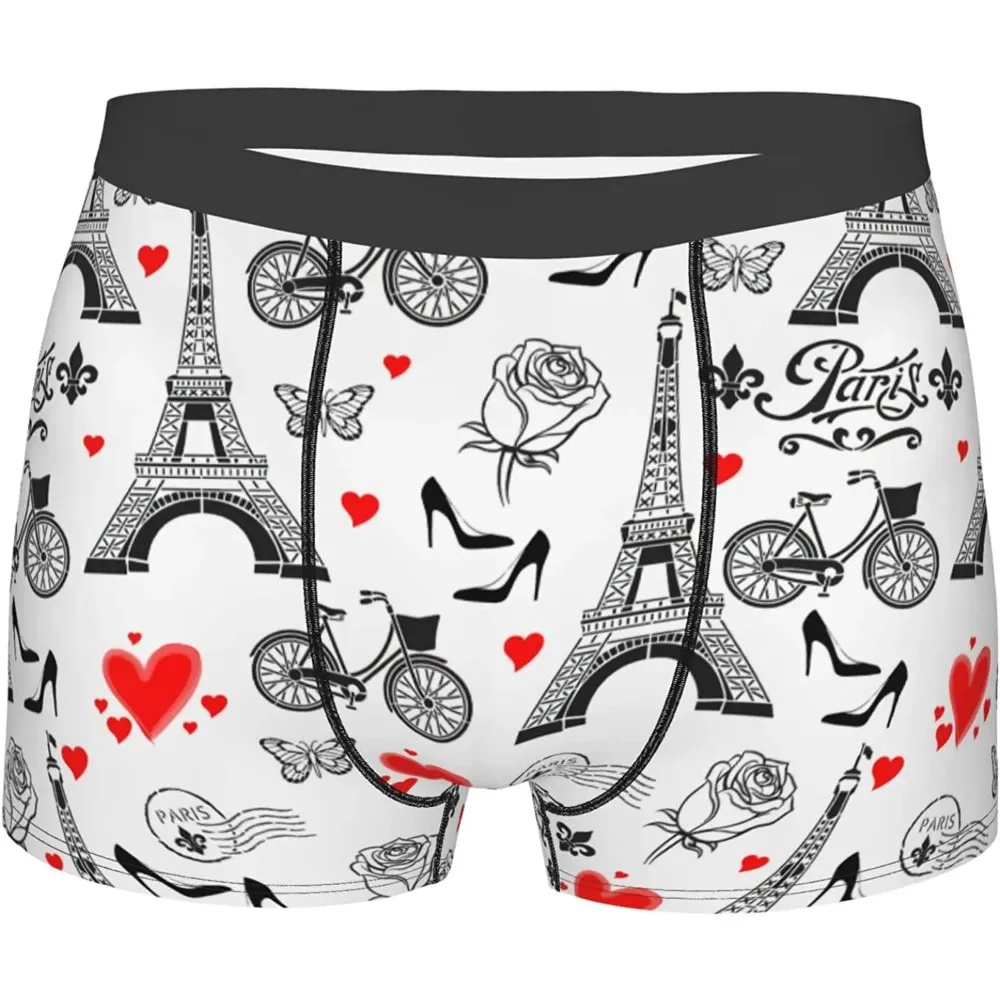 Calzoncillos tipo bóxer para hombre, calzoncillos tipo bóxer de la Torre Eiffel de París, ropa interior elástica suave y cómoda con cintura ancha, bañadores para hombres y niños