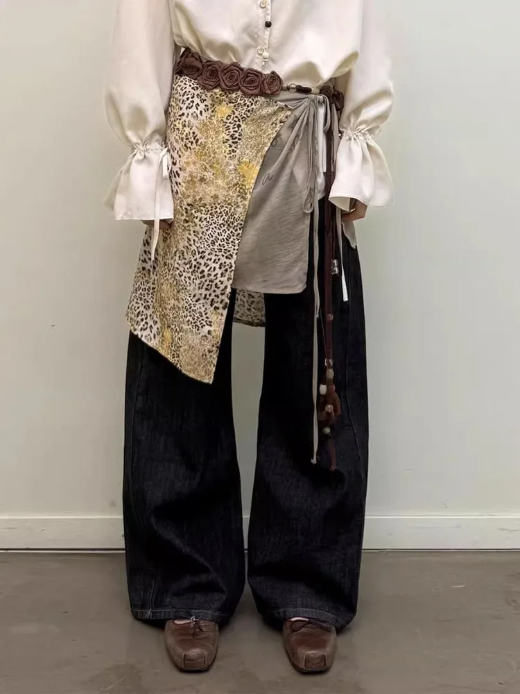 

Y2k Vintage Print Patchwork Leopard Skirts Autumn Subcultural All-match Skirt for Women 2025 New Irregular Faldas De Mujer