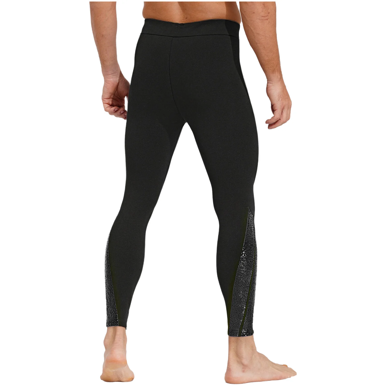 Heren ballet latin danskostuum lange broek glanzende pailletten kunstschaatslegging met gespen bandjes stijgbeugelbroek broek