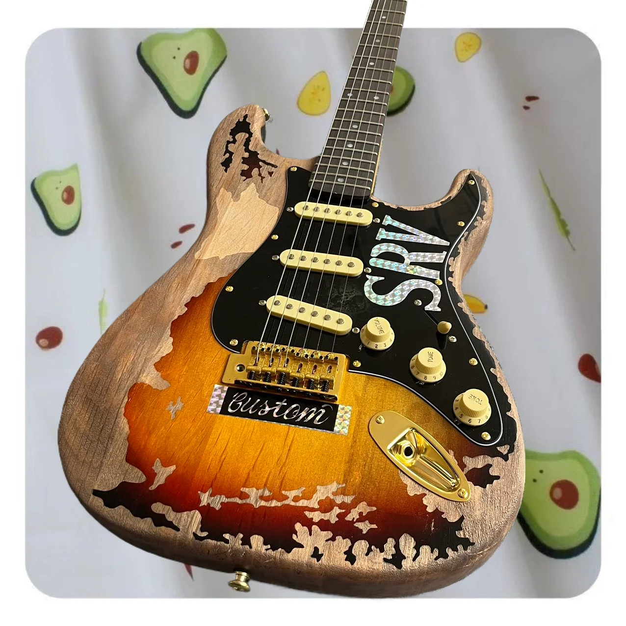 Electric guitar, customizable, made of maple and peach blossom wood, used, in stock, fast and free shipping  AA