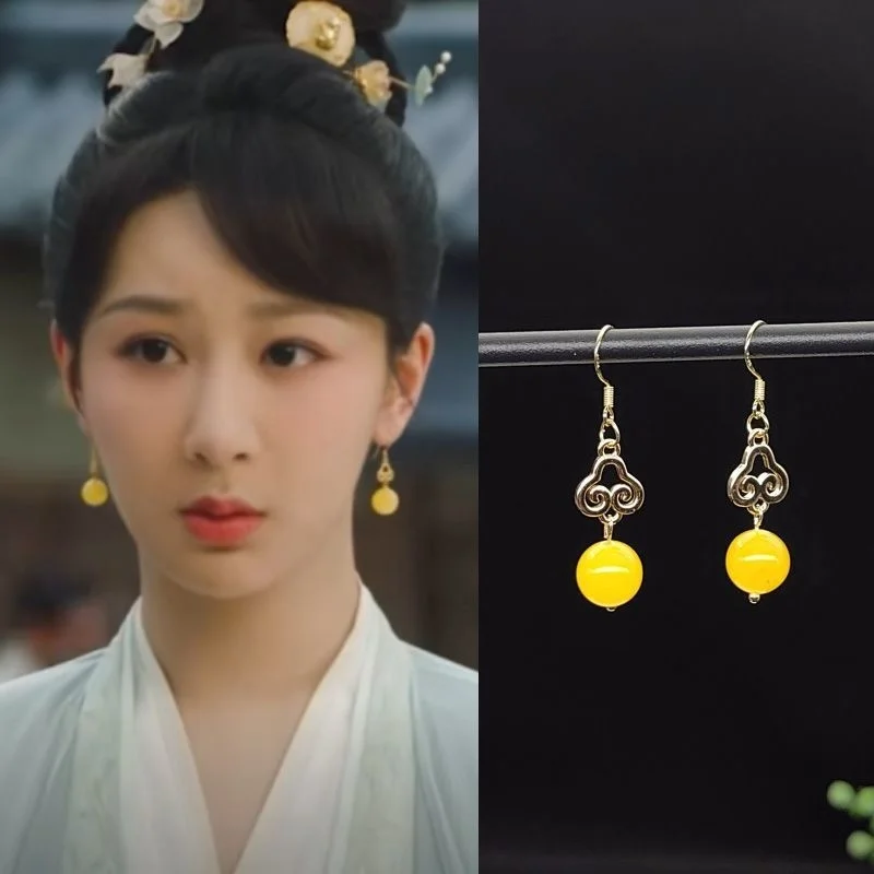 Chang Xiang Si Xiao Yao Earrings Same Style Jiuyao Yangzi Xiaoyao Earrings Accessories Tassel Powder Earings