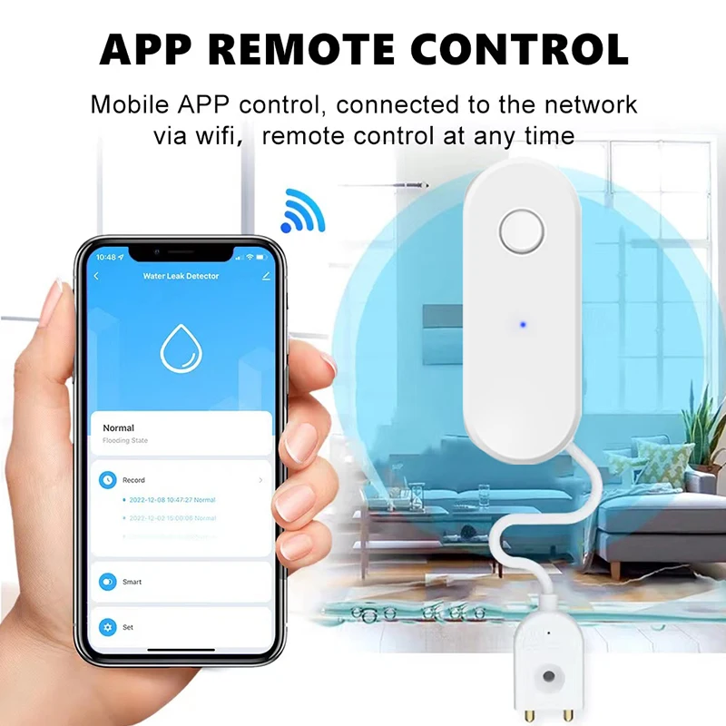 Tuya WiFi Water Leakage Sensor Water Level Detector Smart Life APP Home Kitchen Flood Safety Alarm Remote Control Easy Install