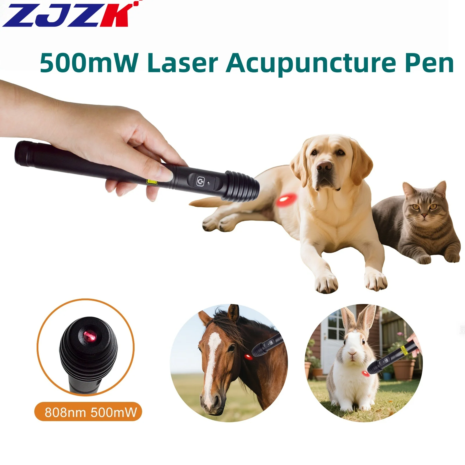 

ZJZK 500mW Laser Acupuncture Pen 808nm Portable Device Treating Soft Tissue Injuries Joint Conditions
