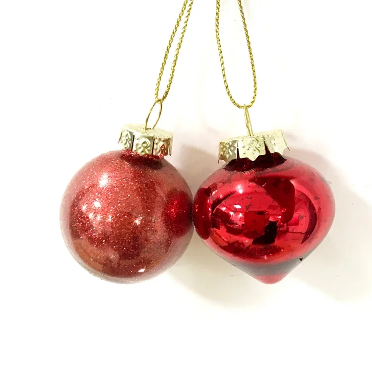 Christmas tree ornaments glass creative pendant foreign trade 4cm onion striped small round ball 18 pieces