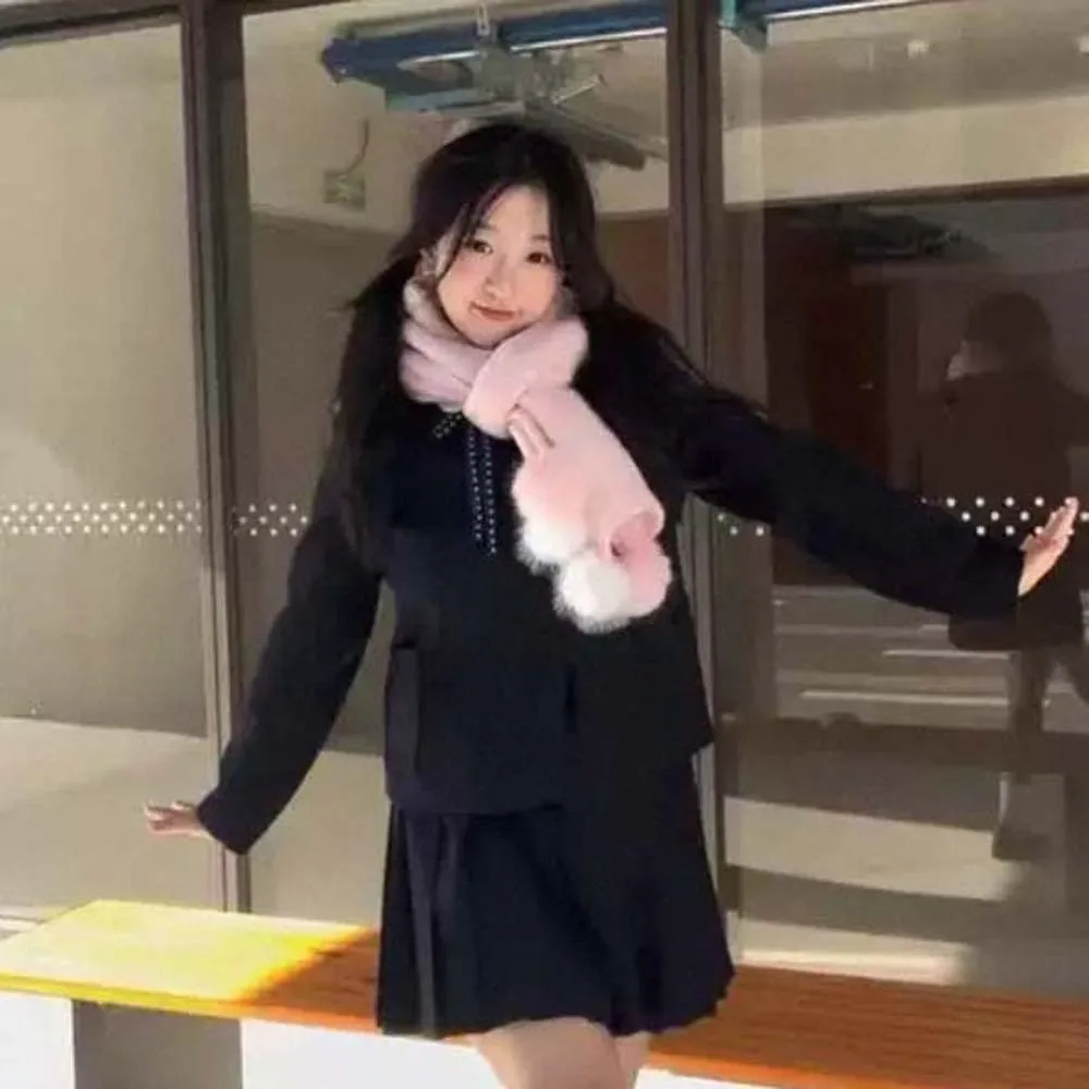 

Шаль с шариком, вязаный шерстяной шарф, антихолодный мягкий длинный утолщенный шейный платок с бантом, классический зимний теплый шарф для мужчин