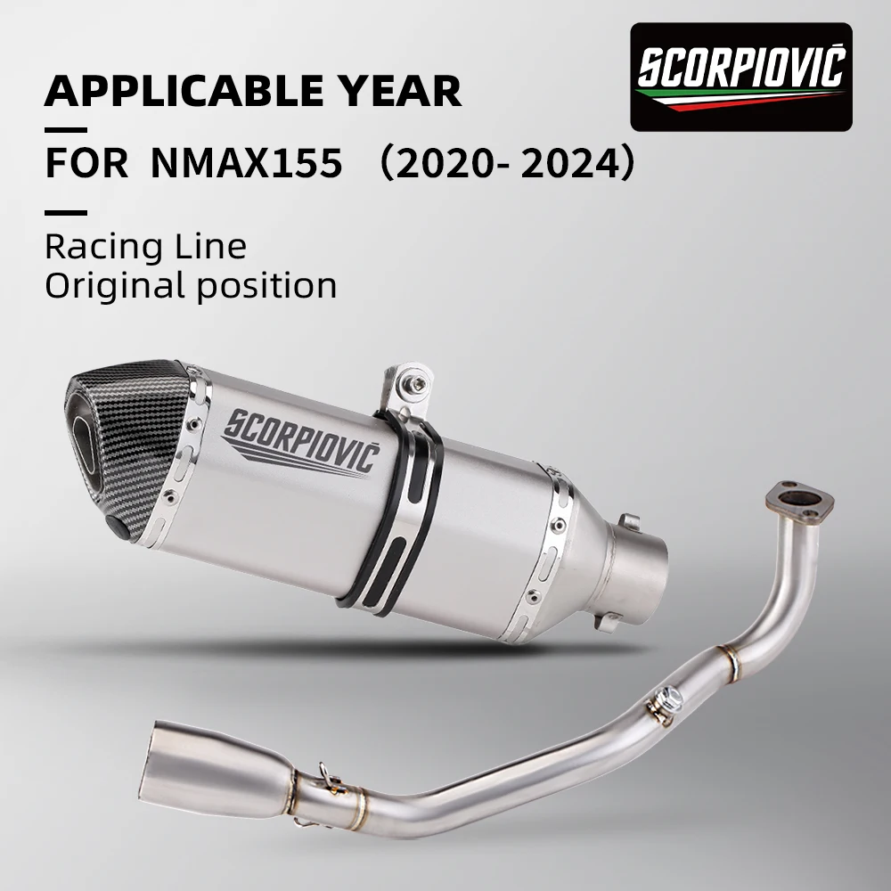 Premium Moto Modify Exhaust For NMAX125 NMAX155 2021-2022, Slip-On Link Pipe With H2O Sensor