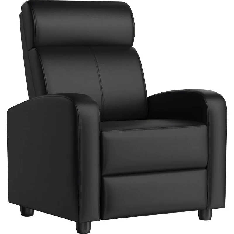 Recliner Chair PU Leather Recliner Sofa Home Theater Seating with Lumbar Support Overstuffed High-Density Sponge Push