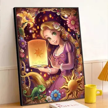 Disney Princess Diamond Painting, 5D, DIY, Broca Redonda Completa, Cabelo Longo Dourado, Mosaico Artesanato para Crianças, Presente