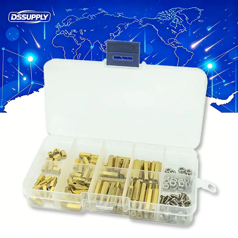 

120PCS M3 Single Pass Double Pass Hexagonal Copper Post With Screws And Nuts Screws Combination Set With Box