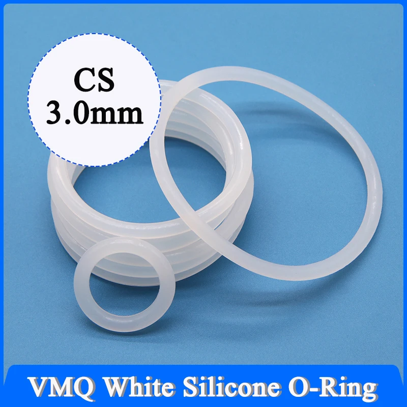 

10/50Pcs White Food Grade Silicone VMQ O Ring Gasket CS 3mm OD 10mm ~ 150mm Waterproof Washer Rubber Insulated O Shape Seal Tool