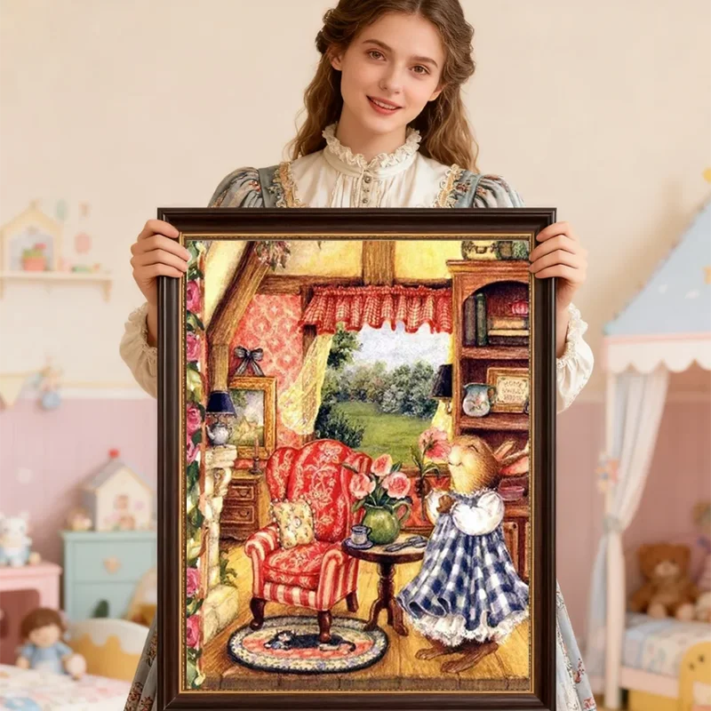 

Rabbit cartoon New style printed Canvas DIY cross stitch kits sets arts adult Craft Embroidery Needlework Sewing thread painting