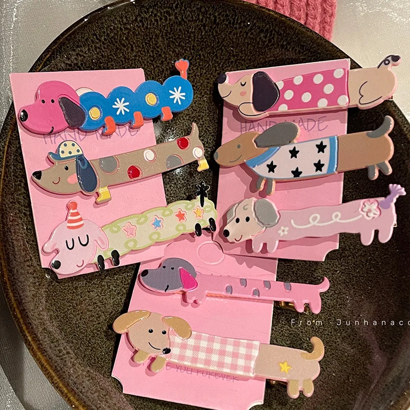 Sweet Cute Puppy Barrettes Three-Dimensional Cartoon Animal Barrettes Girl Heart Duckbill Clip Side Clip Hair Accessories