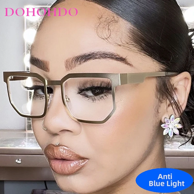 

Fashion Trendy Steampunk Square Anti Blue Light Glasses Luxury Brand Designer Eyeglasses Men Women For Office Work Lentes Очки