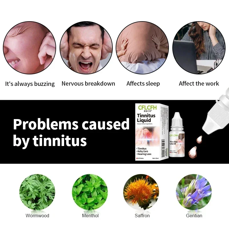 Tinnitus Relief Ear Drops Ear Ringing Treatment Hearing Loss Deafness Earache Itchy Pain Liquid Health Medicine 3/5bottles