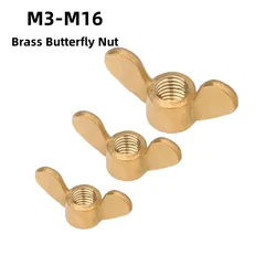 M3 M4 M5 M6 M8 M10 M12 M14 M16 Copper Wing Nut Brass Butterfly Nut Element Treasure Horns Hand-tight Screw Cap