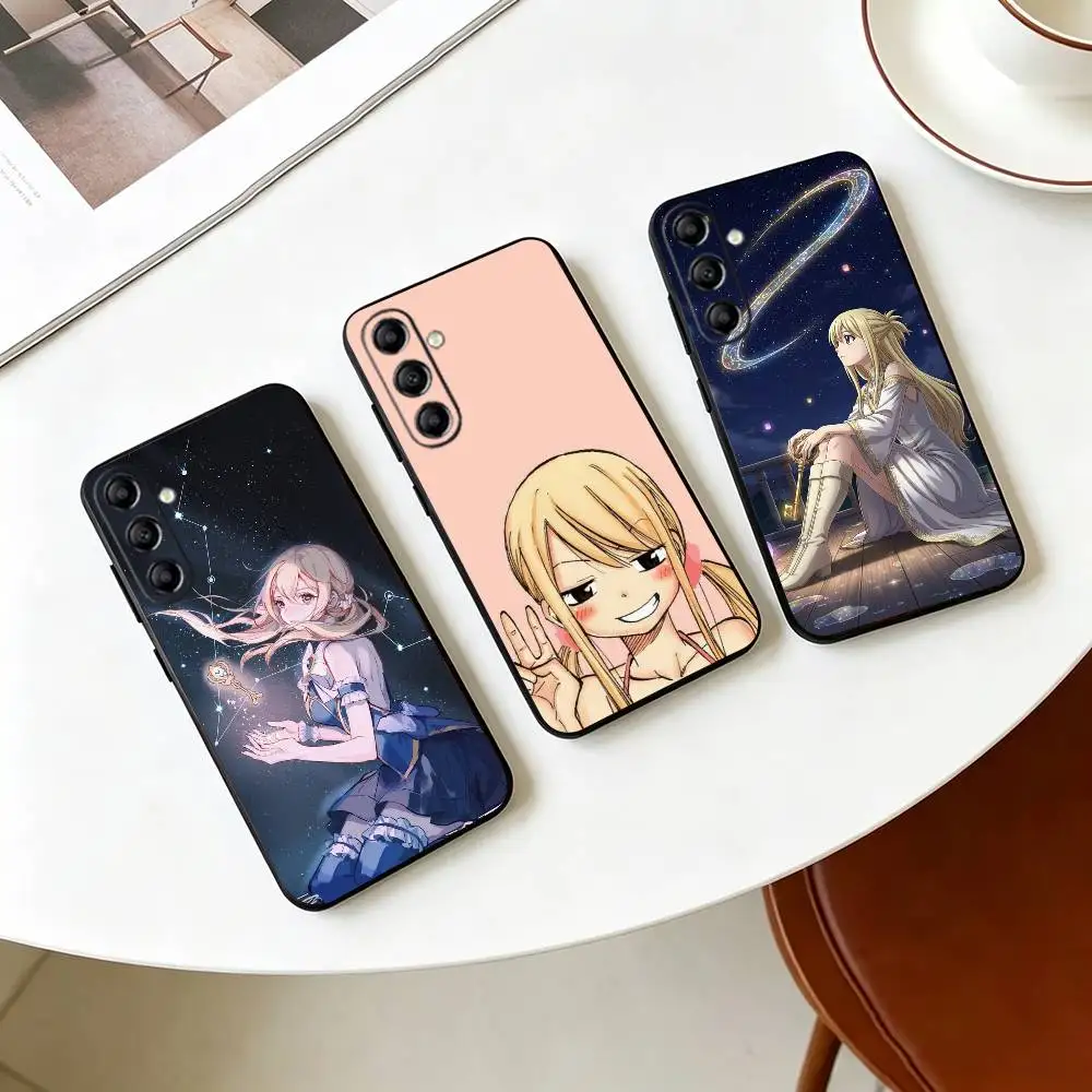 L-Lucy Heartfilia Anime Print  Phone Case For Samsung Galaxy A73,A72,A71,A70,A53,A52,A51,Others Soft Black Cover