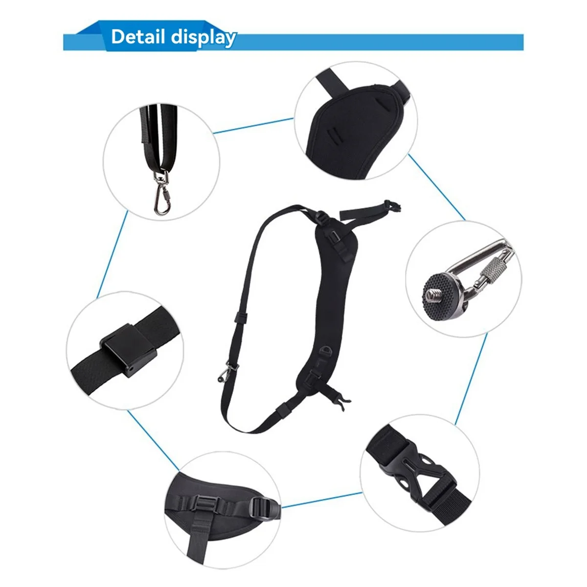 ABPS Correa para cámara de un solo hombro, almohadilla suave antideslizante de liberación rápida, correa curva transpirable de nailon con gancho de Metal para SLR/DSLR