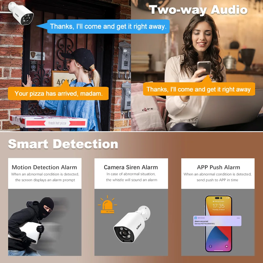 Srihome 4K 8CH POE NVR (1080p/3MP/4MP/5MP/4K) POE Network Video Recorder Surveillance PoE NVR 4/8Channel For On-vif IP HD Camera