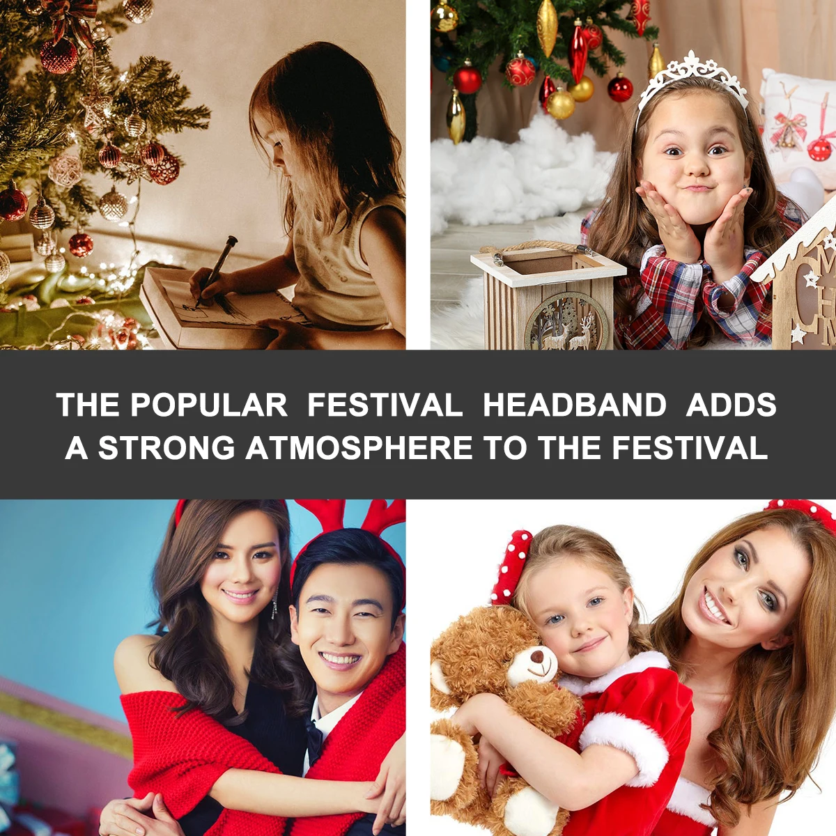 

2 Pcs Christmas Headbands for Headwear Xmas Hair Hoop Headdress Deer Antler Clasp