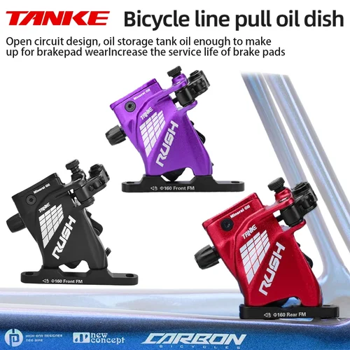 Imagen 2 del producto TANKE línea de tracción pinzas de presión de aceite freno de disco hidráulico juego de frenos de bicicleta de carretera RUSH delantero trasero 160MM Scooter piezas de bicicleta