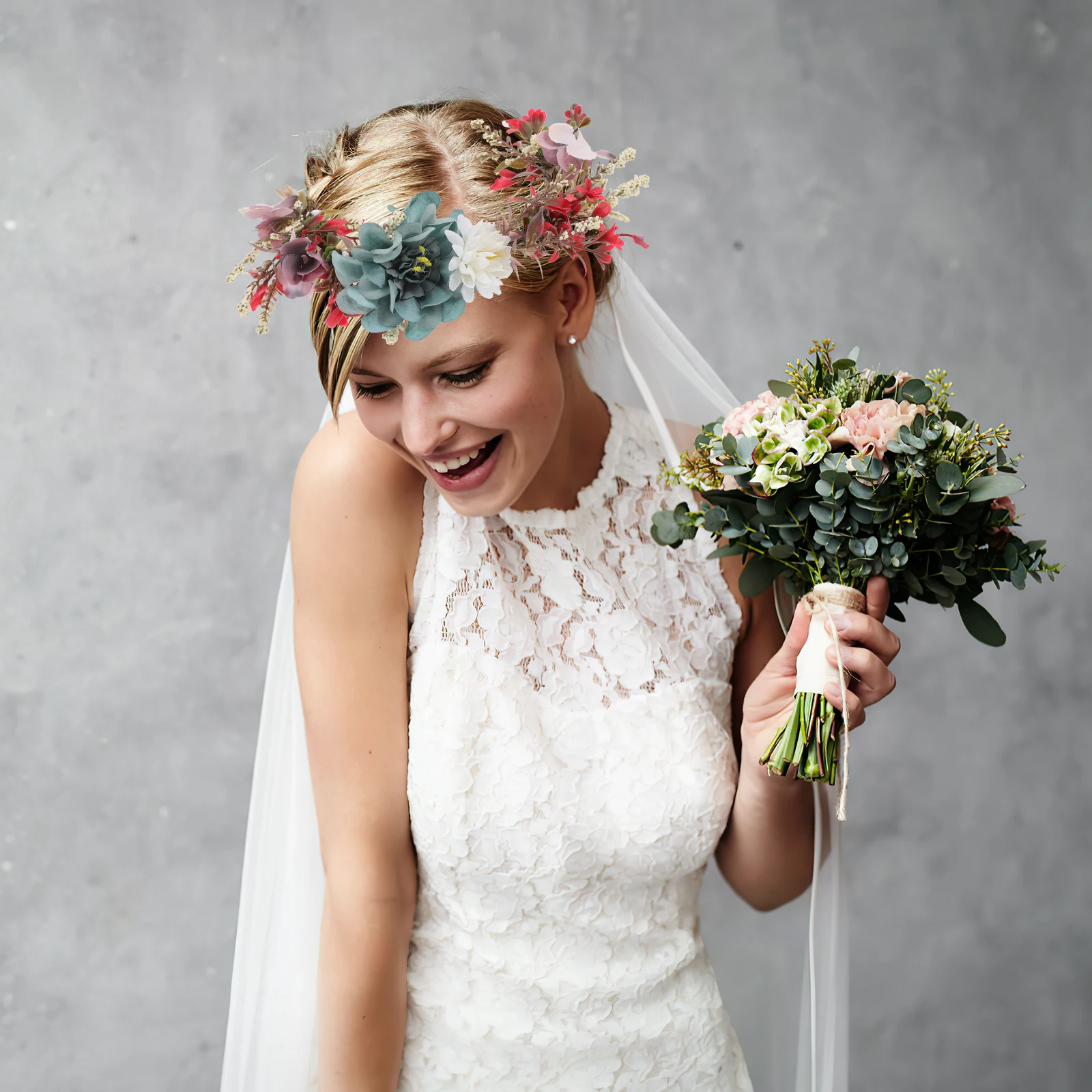 

Adjustable Flower Headband Fabric Floral Hairband Bridal Wedding Beach Accessory Realistic Simulation Flowers For Women Ladies