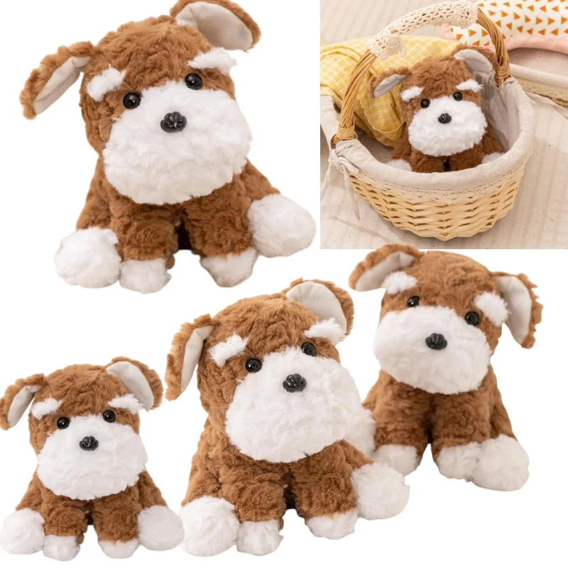 لطيف براون الكلب شنوزر أفخم الكلب الكرتون الحيوانات النوم وسادة وسادة أريكة النوم الراحة دمية عيد الميلاد هدايا الهالوين