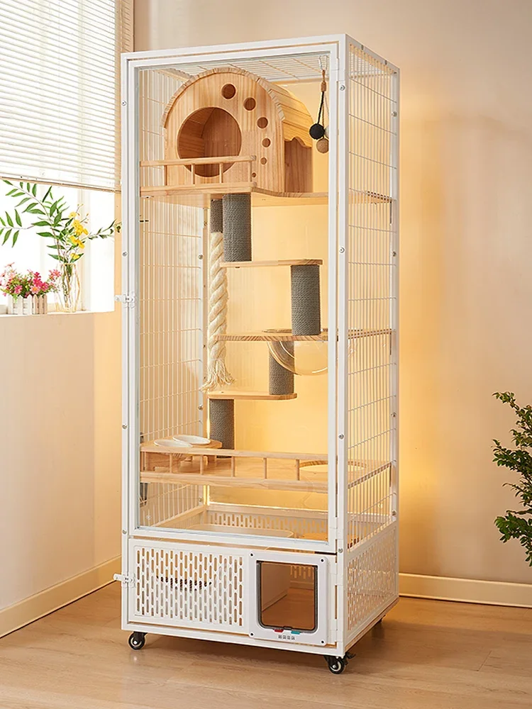 Pet adults don't occupy cat villa, small family  cage, indoor luxuryhouse, panoramic glass cabinet