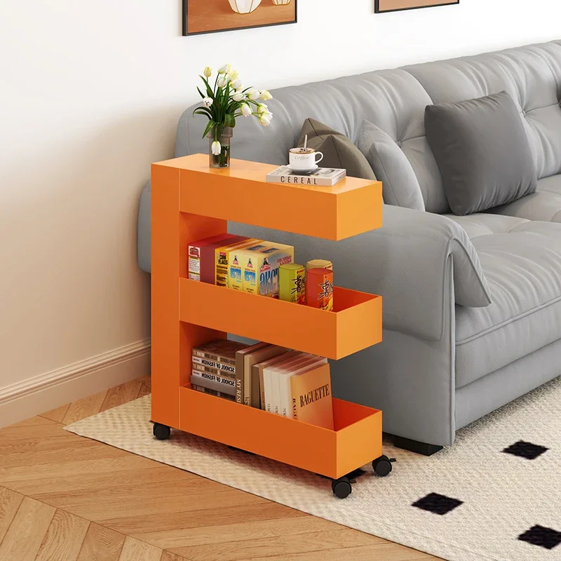 

Wheel Mobile Coffee Table Iron Storage Kitchen Sofa Side Table Designer Space Saving Mesa De Centro Sala Living Room Furniture