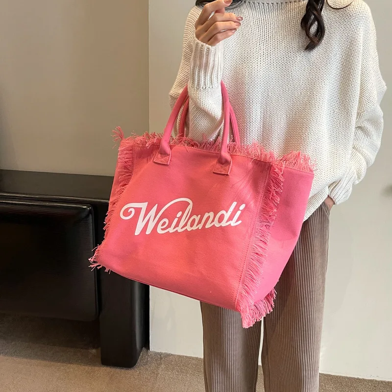 New large-capacity bag female 2024 new letters printed tote bag simple fashion hundred shoulder bag