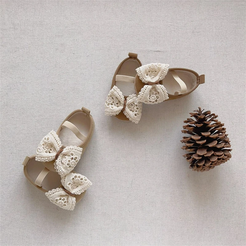 طفل الفتيات أحذية ربيع الخريف الأطفال مقوس دانتيل الأميرة أحذية مريحة أفخم لينة سوليد الاطفال الرضع أحذية المشي الأولى #5