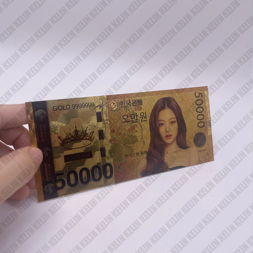 4 Beautiful Kpop Girls Group Music Bands South Korea Gold Banknote Cards Lisa Jisoo ROSE Jennie  for Fans Gifts