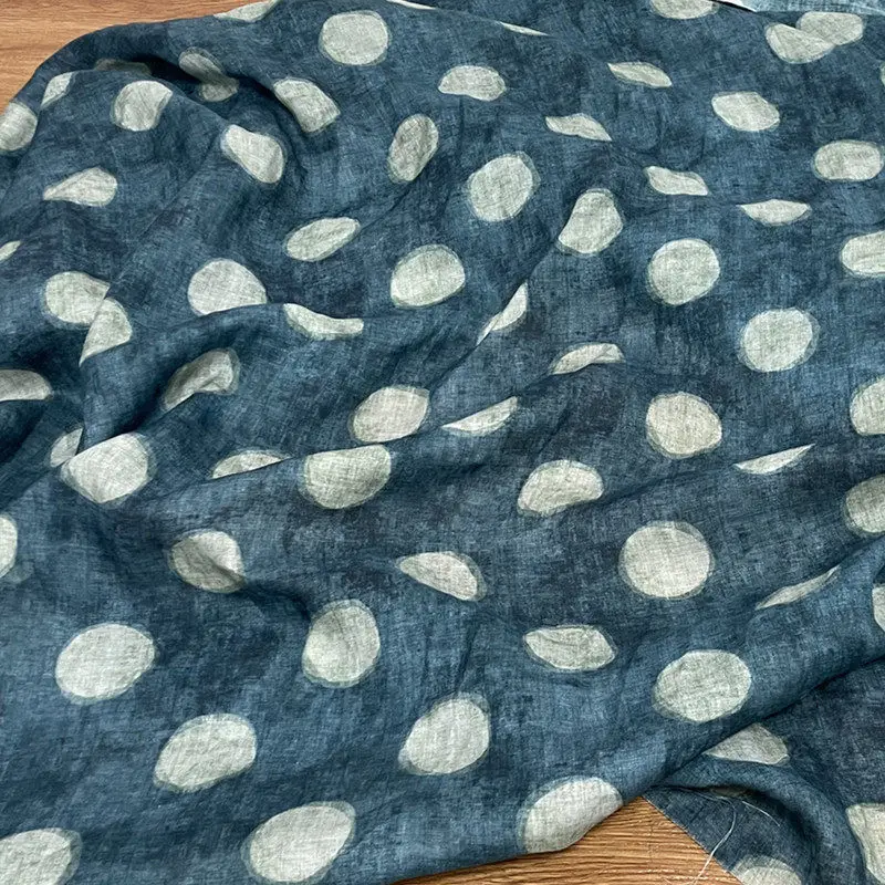 

Blue Tie Dye Geometric Ramie Fabric New Chinese Style Hanfu Cheongsam Dress Clothing Tailoring Textile Fashion Apparel Fabric