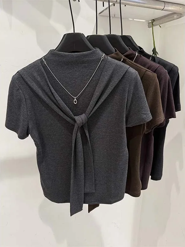 Afslankend of Sve T-irt Dames vroege herfst Nieuw Sle oulder Design Sensation Top Koreaans Sle Commute-patroon