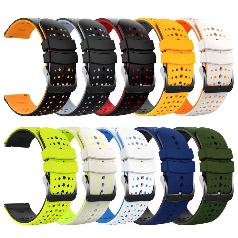 22 مللي متر نغمتين سيليكون حزام تنفس لساعة Realme S2/S 2 3 Pro Sport استبدال سوار الفرقة ل Garmin Forerunner 570 47 مللي متر #6