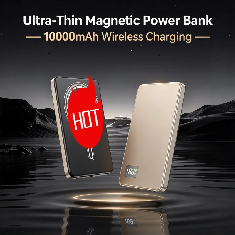 10000mAh Magnetic Wireless Power Bank Ultra Thin Portable CCC Certified Super Fast Charging LED Display Pack for Xiaomi Huawei