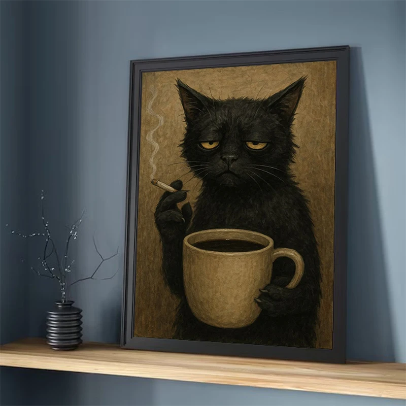 

Funny Cute Cat Poster Interior Posters for Wall Decoration Painting Gift Modern Living Room Paintings Vintage Home Decor