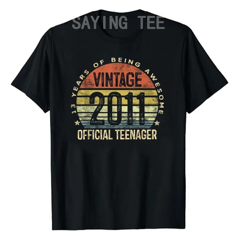 

Vintage 2011 Official Teenager 13th Birthday Gifts 13 Yr Old T-Shirt Born in 2011 Boys Girls B-day Clothes Funny Saying Tee Tops