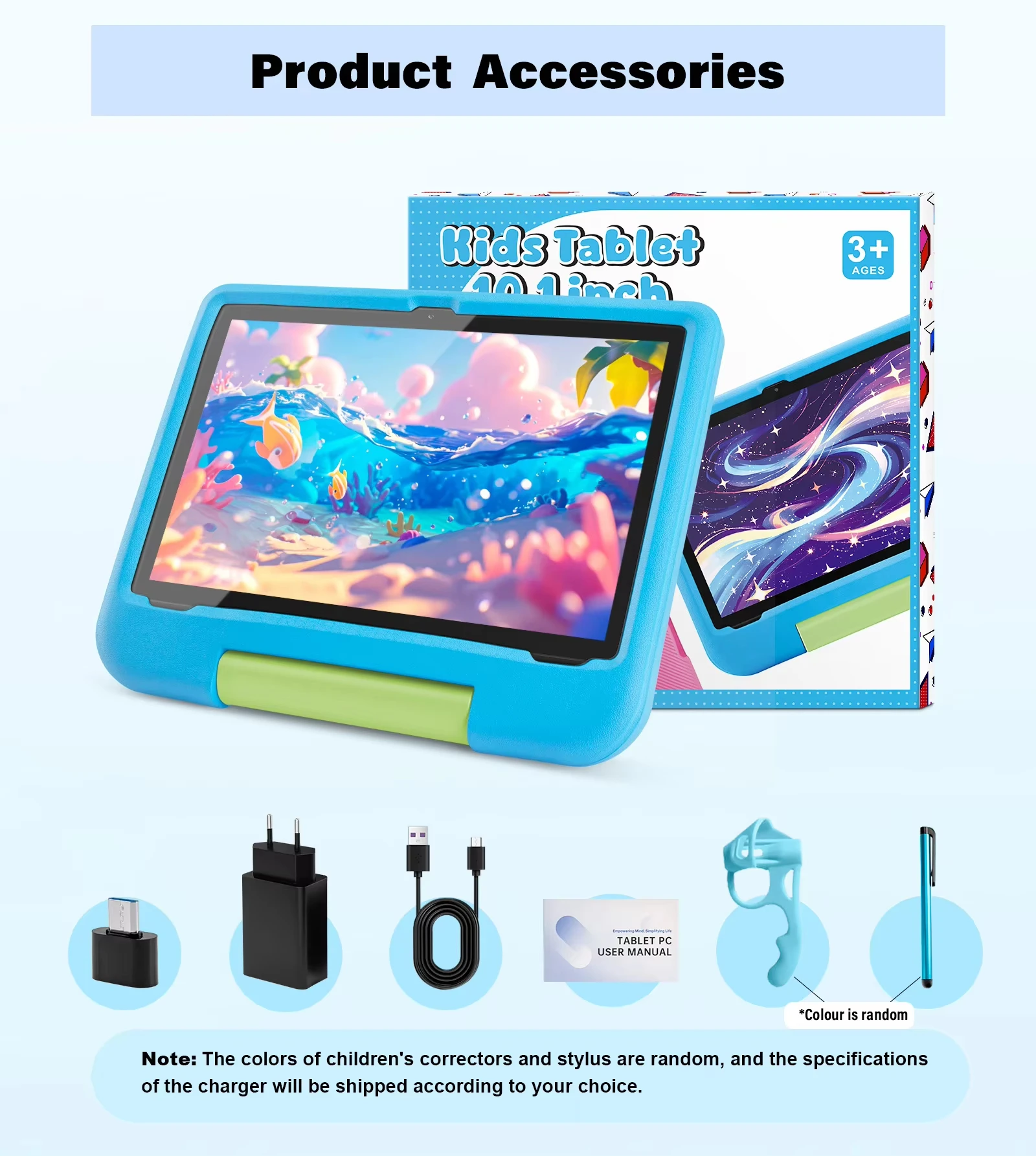 Paitanry Children Tablet 10 Inch Kids Tablet Android WiFi Tablet with Cartoon Shockproof Case Educational Game Video Tablet
