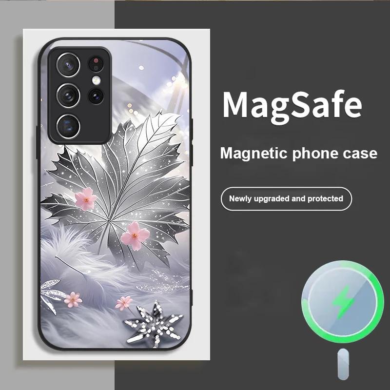 

Dreamy maple leaves For Samsung S25 S25 Edge S25Ultra S8 9 10 20 S21 Pro S22 Plus S23 FE S24 Ultra Magsafe Glass Phone Case
