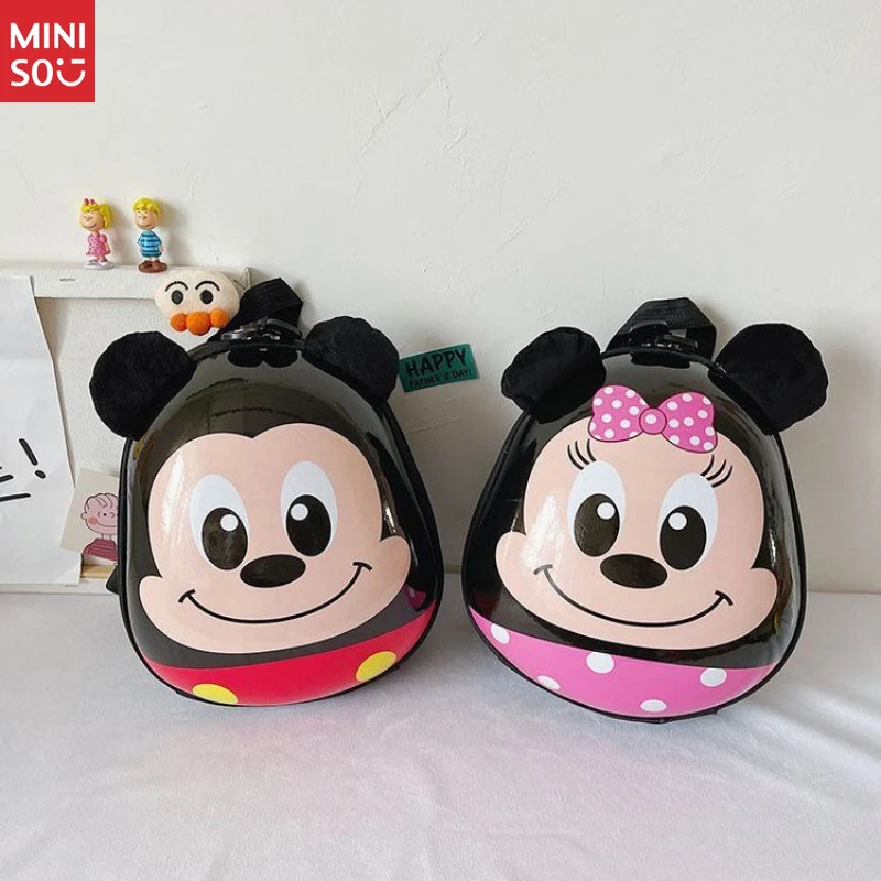 Mochila Miniso para niños con forma de huevo, bolso preescolar de dibujos animados para niños y niñas de 3 a 5 años, lindo bolso para guardería