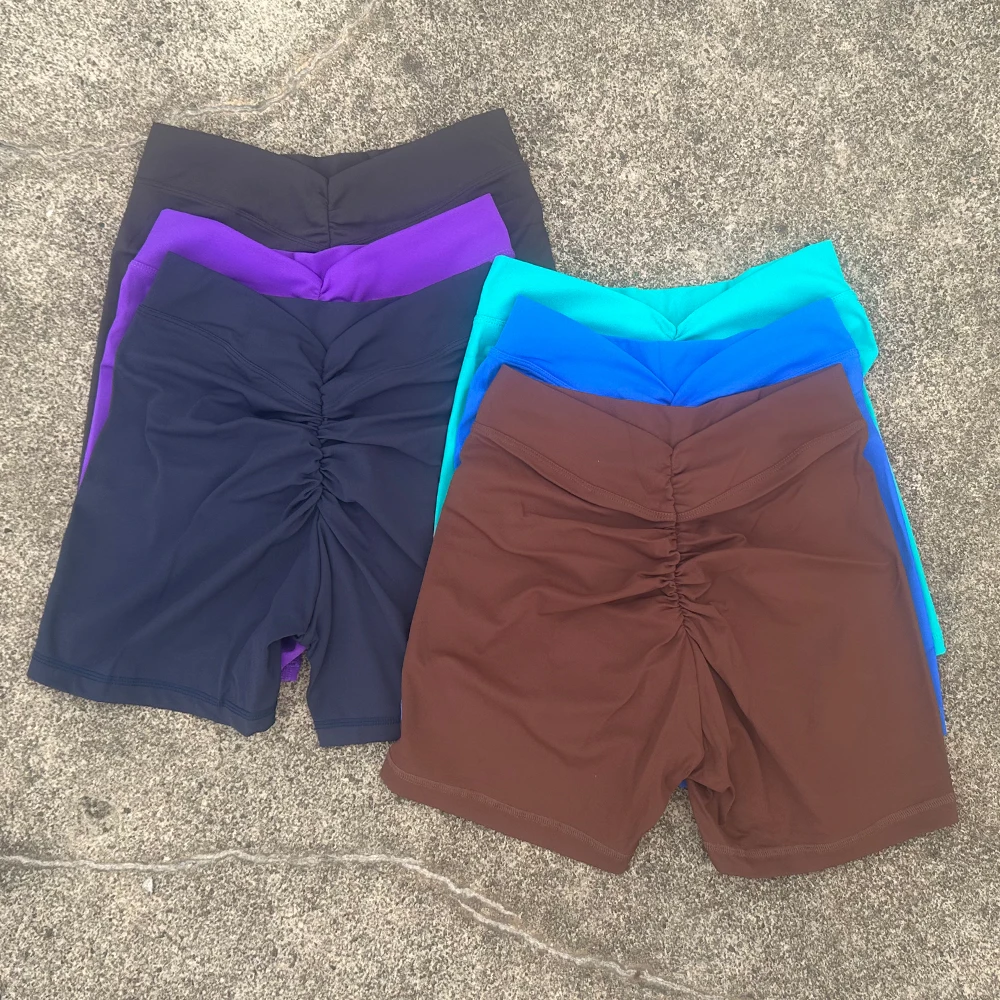 Women V-Back Shorts High Waisted Hip Lifting Yoga Shorts Women's Nylon Tight Fitting Shorts Training Sports Fitness Pants