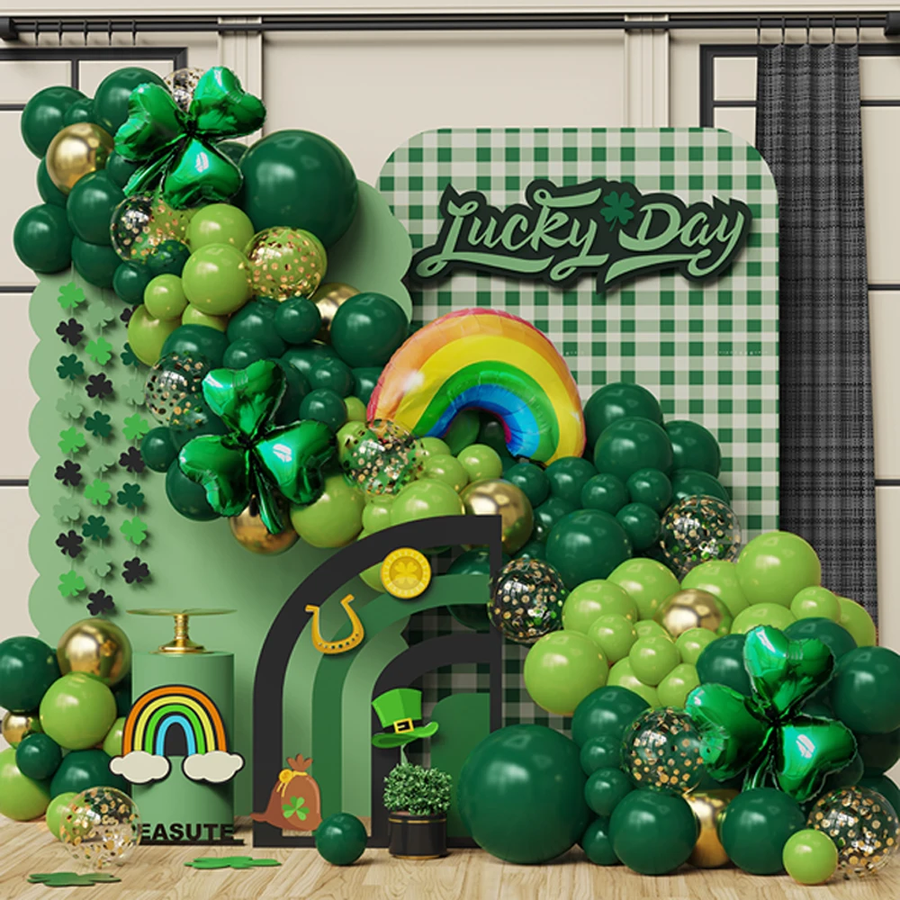 103pcs/set St. Patrick’s Day Garland  Green Balloon Shamrock Lucky Theme Birthday Party decorations Baby Shower Scene Supplies