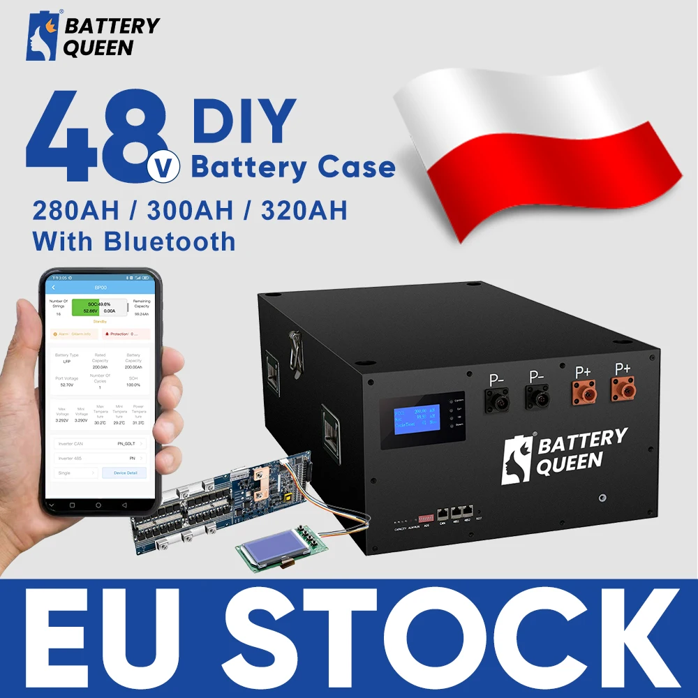 48V 280ah DIY Battery Pack Kits with Smart BMS 51.2V LiFePO4 Lithium Phosphate Case Assemble Box Without 300AH 320AH Cells