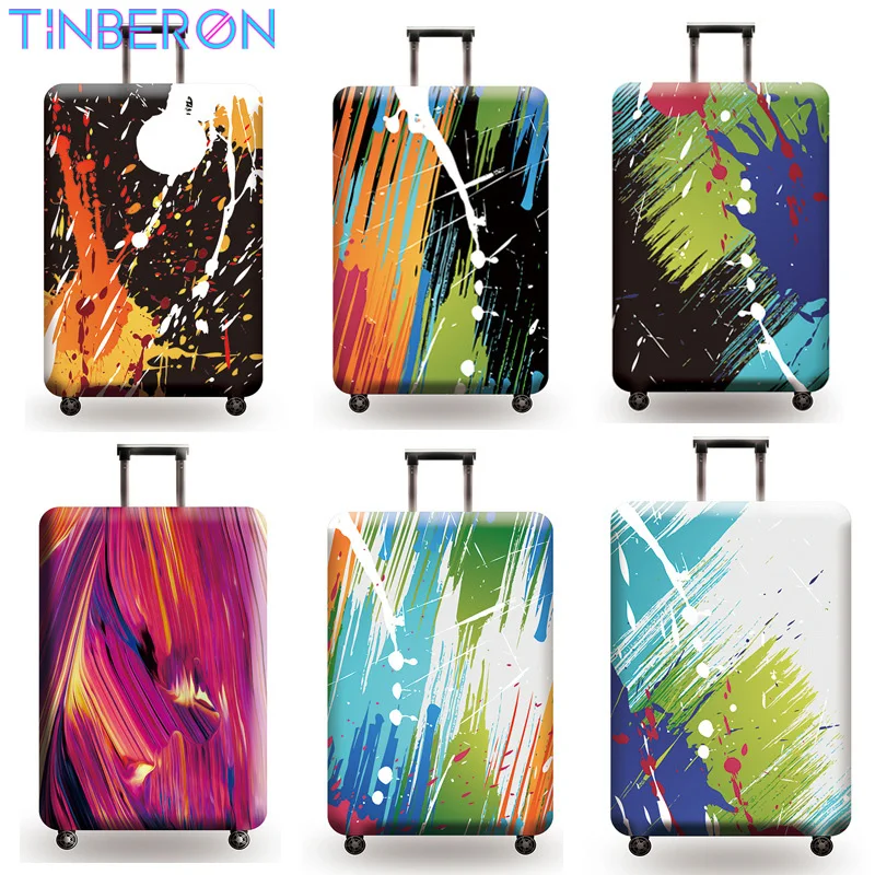 TINBERON Thicken Luggage Covers Password Trolley Travel Accessory Protective Covers Elastic Watercolor Patterns Dust Proof Cover