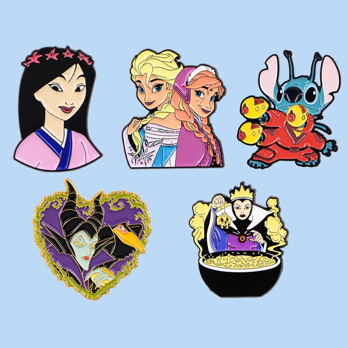 Prinzessin Mulan Emaille Pin Niedliche Stich Broschen auf Kleidung Abzeichen Tasche Kleidung Cartoon Löwen Paar Revers Frau Männer Schmuck Geschenke