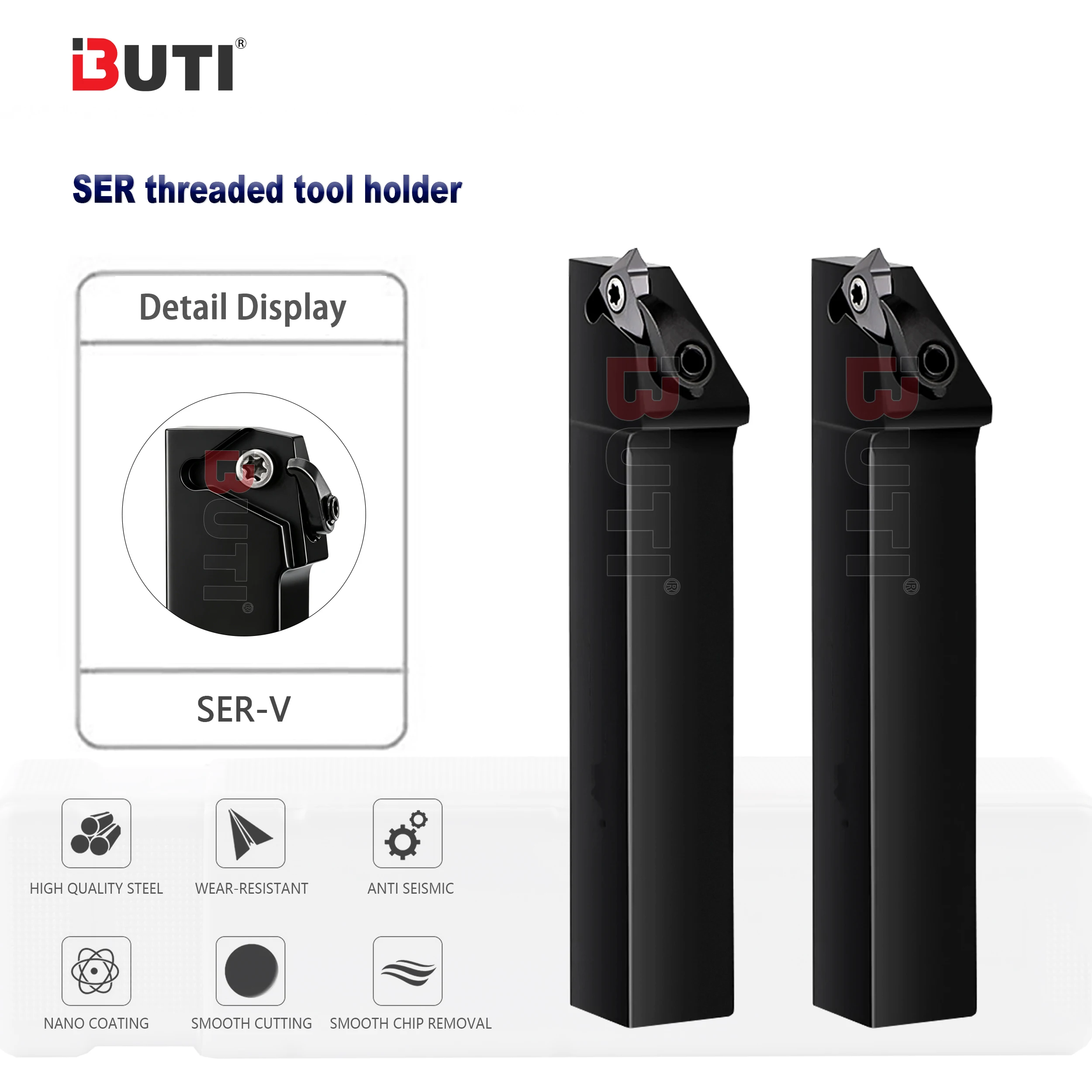 

SER1616H16-V SER2020K22-V SER3232P22-V Vertical External Thread Tool Holder SER Series Numerical Control Lathe Thread Tool Bars