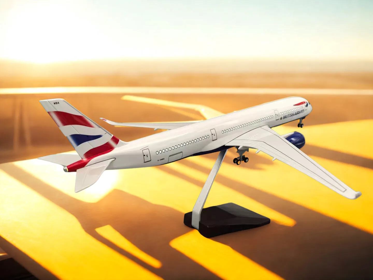 

Display 1/142 Scale Aircraft Model Toys A350 British Airways Airline Model Airplane Working Lights For Kids Toys Accessories